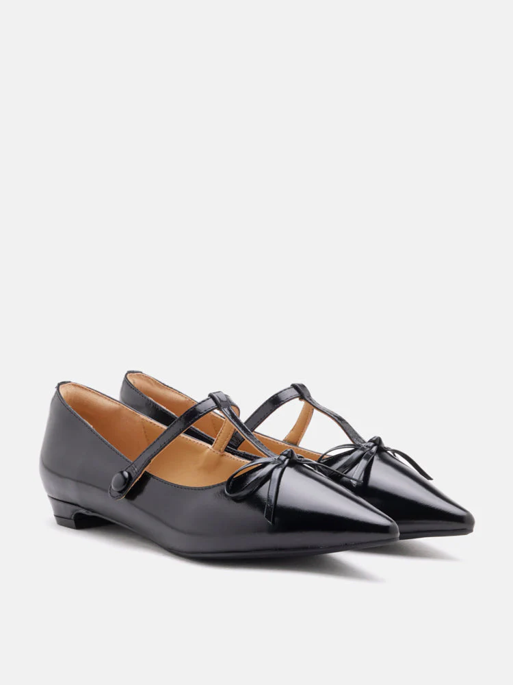 Stevie T-Bar Pointed Toe Bow Flats - Image 10