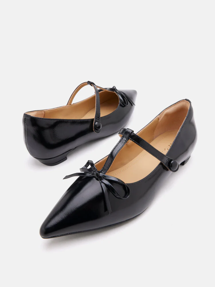 Stevie T-Bar Pointed Toe Bow Flats - Image 11