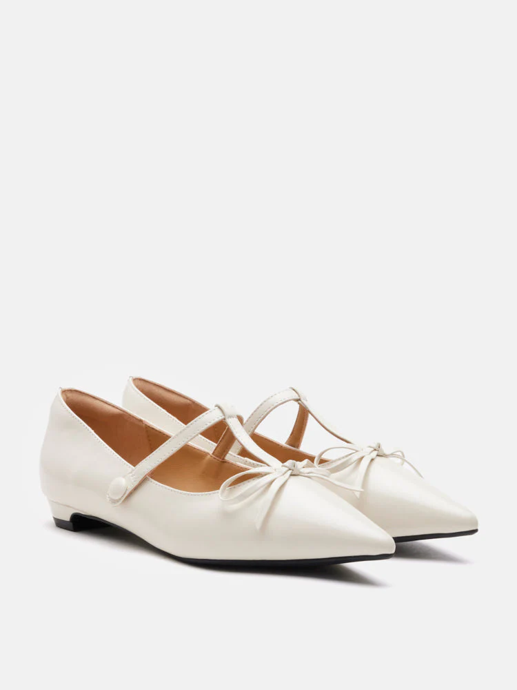 Stevie T-Bar Pointed Toe Bow Flats - Image 3