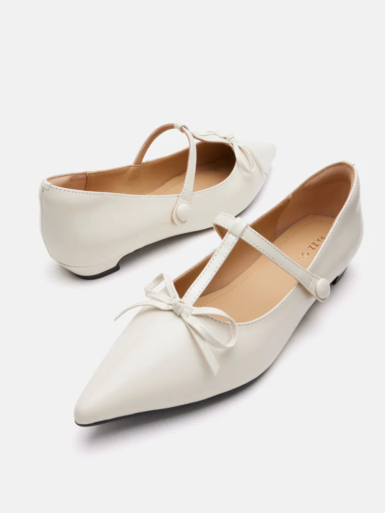 Stevie T-Bar Pointed Toe Bow Flats - Image 4