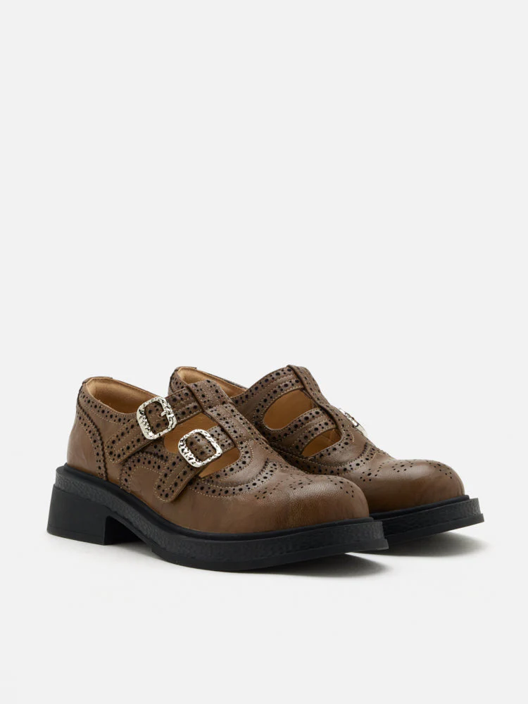 Kimora Double Buckle Brogue Loafers - Image 3