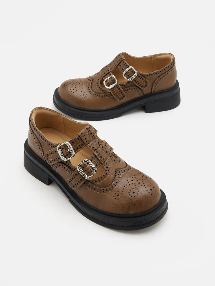 Kimora Double Buckle Brogue Loafers - Image 4