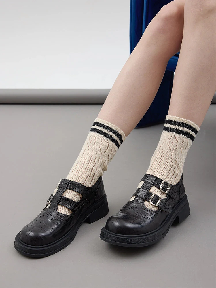 Kimora Double Buckle Brogue Loafers - Image 9