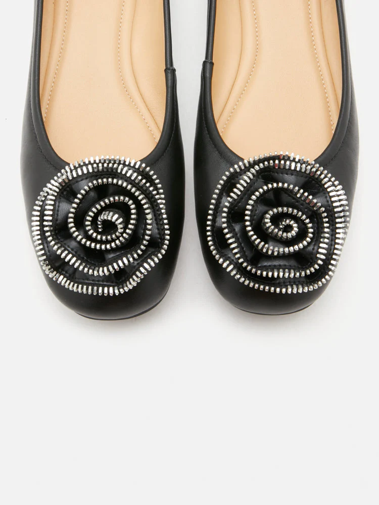 Zosia Zipper Rose Ballet Flats - Image 12