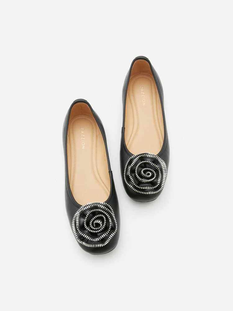 Zosia Zipper Rose Ballet Flats - Image 14