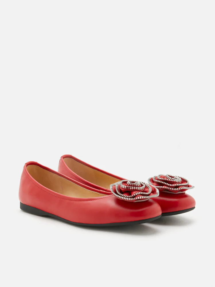 Zosia Zipper Rose Ballet Flats - Image 3