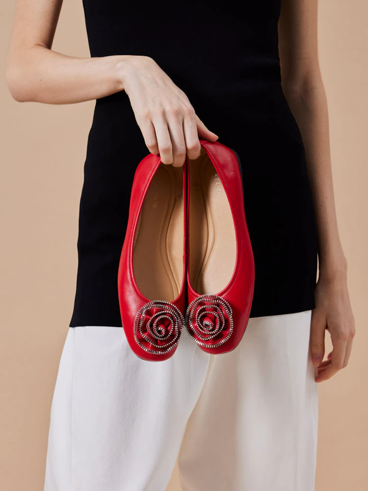 Zosia Zipper Rose Ballet Flats - Image 5