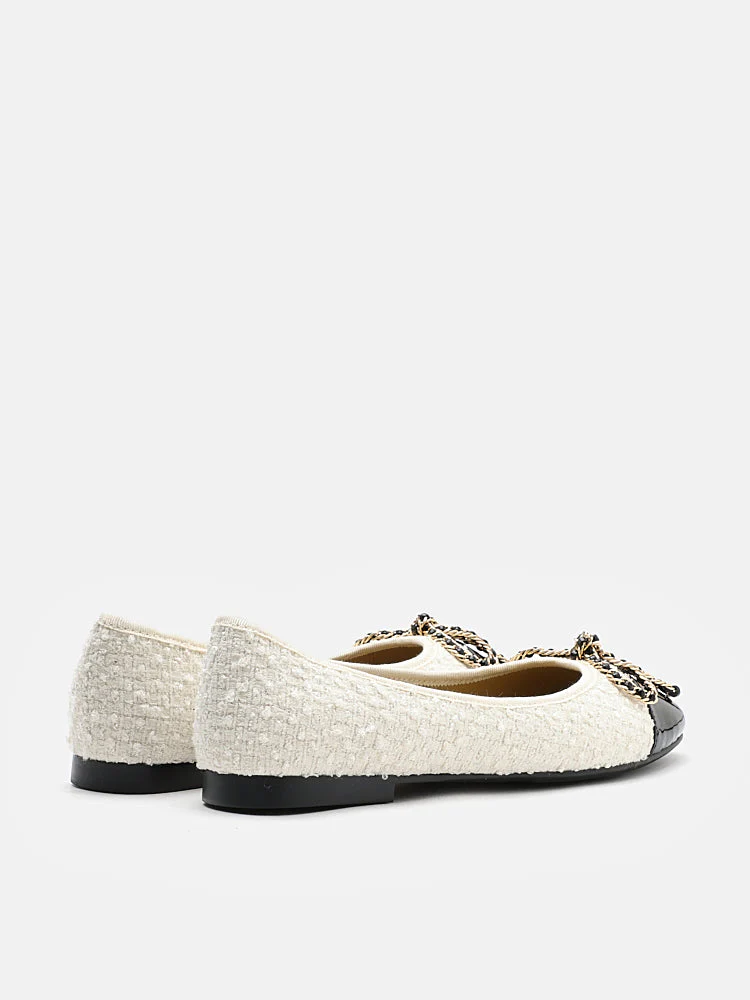 Daisy Tweed Toe Cap Bow Flats - Image 13
