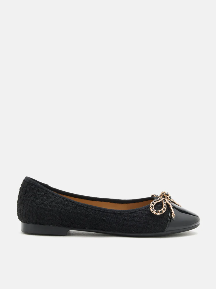 Daisy Tweed Toe Cap Bow Flats - Image 14