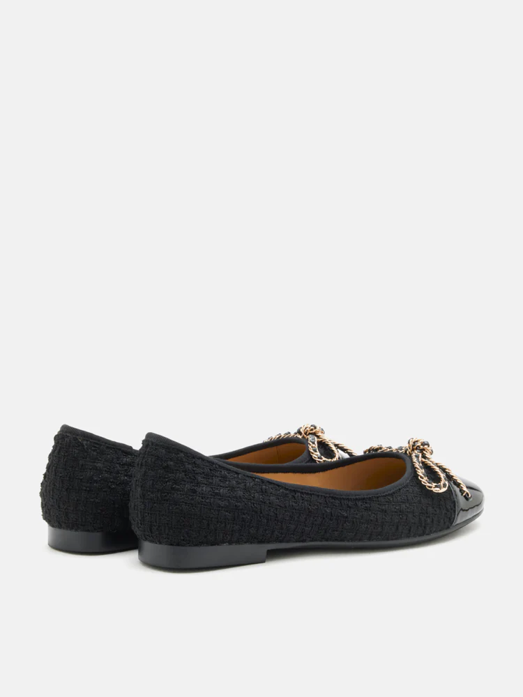 Daisy Tweed Toe Cap Bow Flats - Image 20