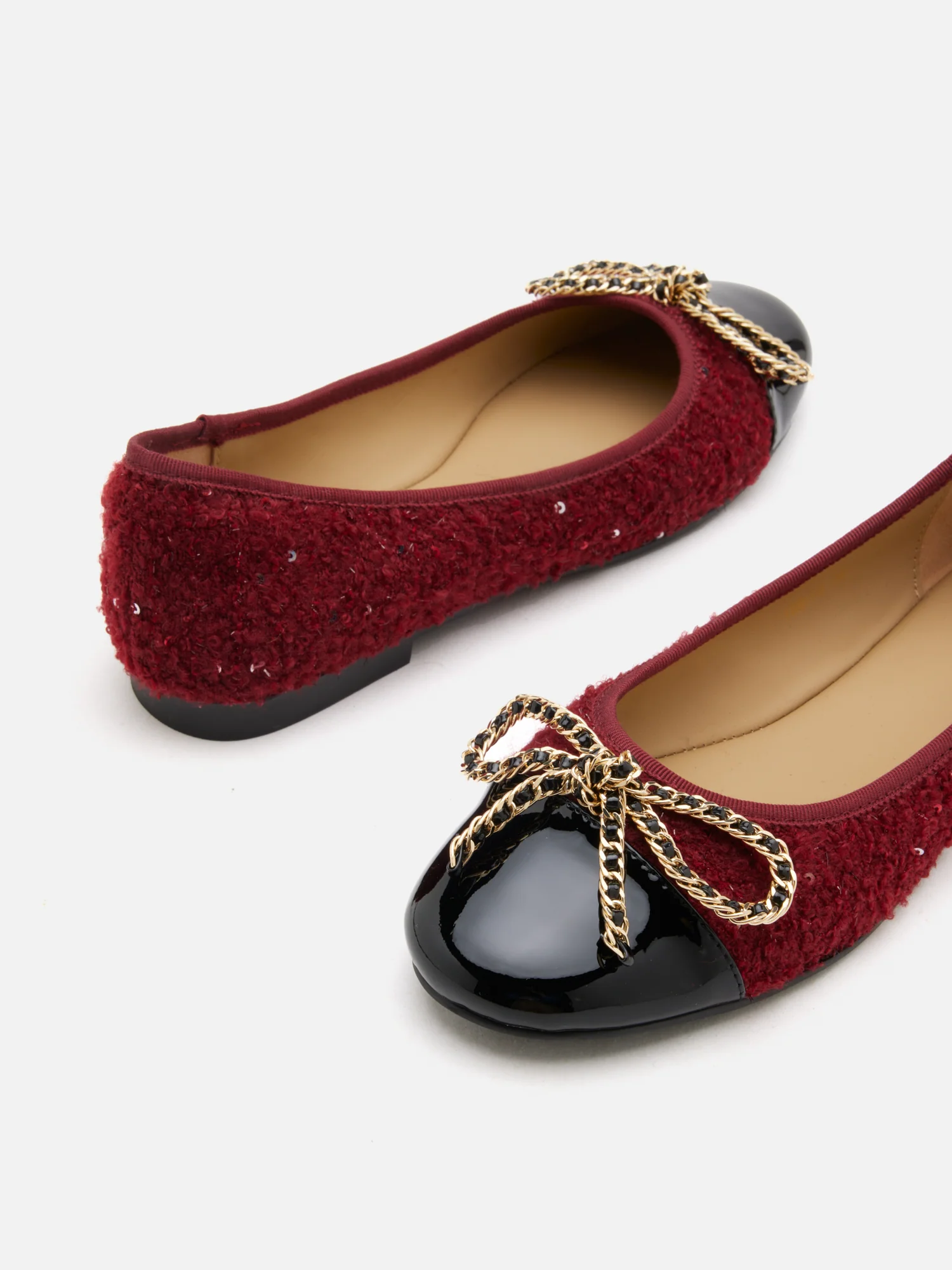 Daisy Tweed Toe Cap Bow Flats - Image 3