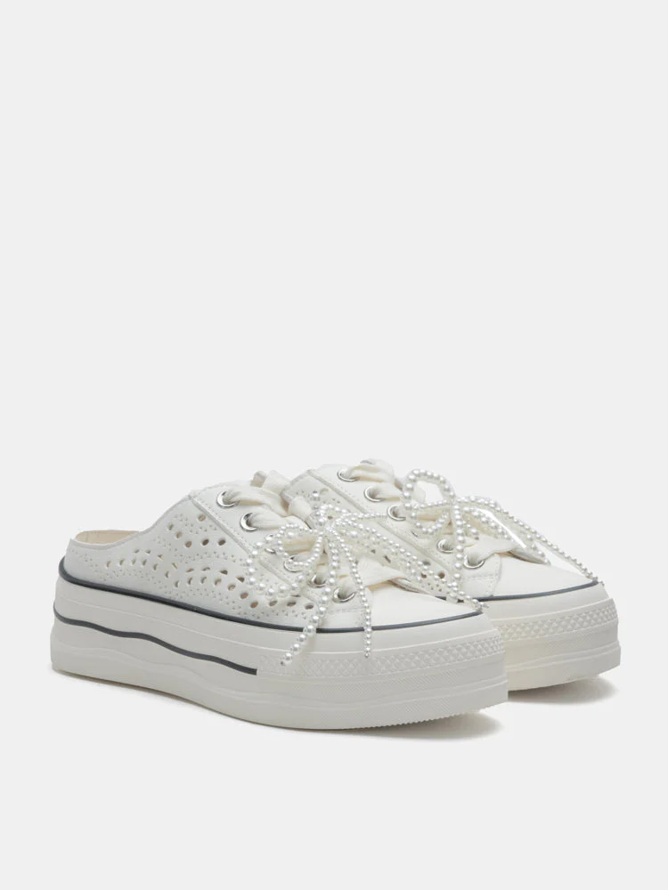 Wilhelmina Slip-on Pearl Bow Sneakers - Image 11