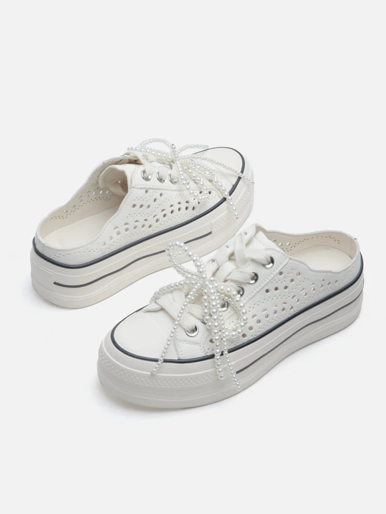 Wilhelmina Slip-on Pearl Bow Sneakers - Image 13