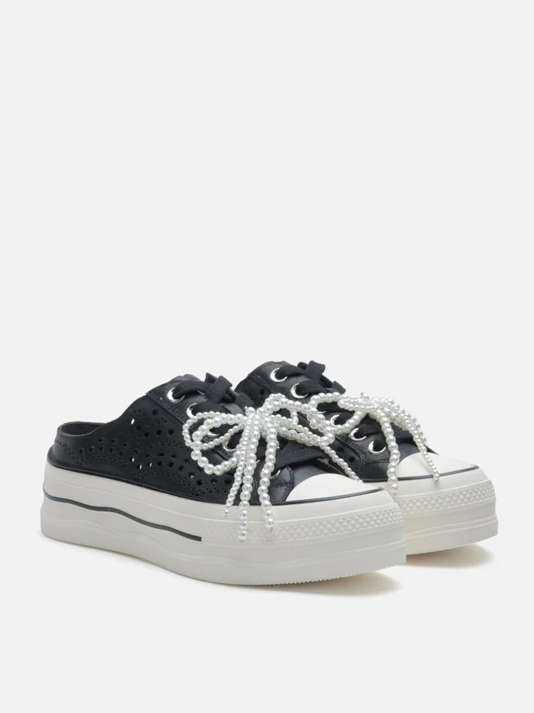 Wilhelmina Slip-on Pearl Bow Sneakers - Image 3