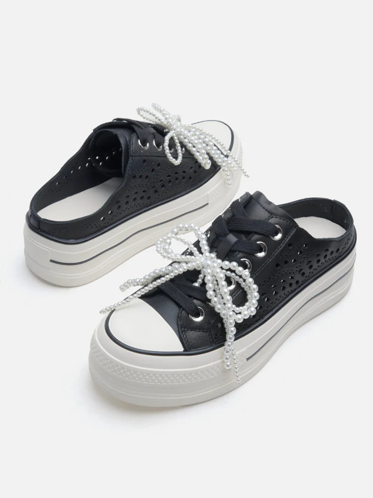 Wilhelmina Slip-on Pearl Bow Sneakers - Image 5