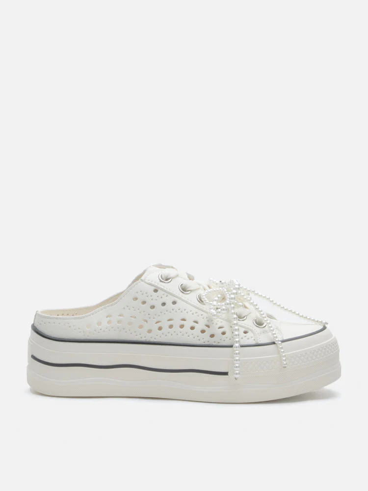 Wilhelmina Slip-on Pearl Bow Sneakers - Image 9