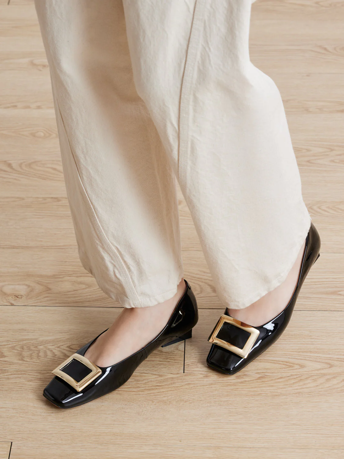 Marlie Buckle Patent Leather Low Heels - Image 11