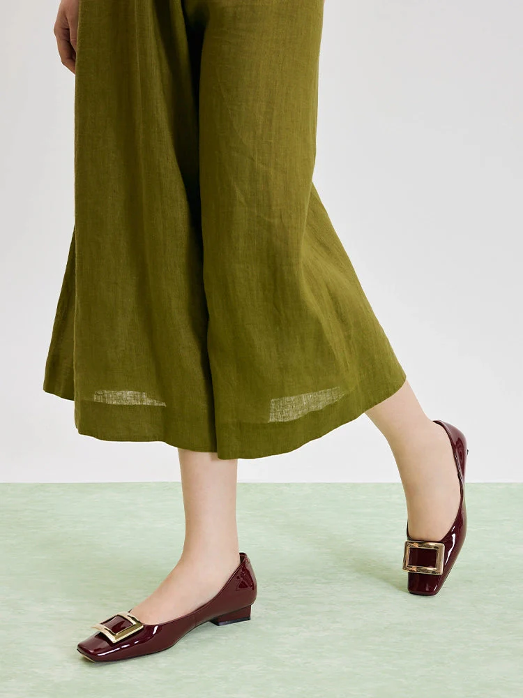 Marlie Buckle Patent Leather Low Heels - Image 5