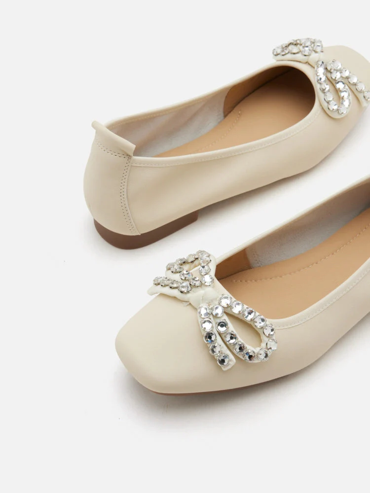 Daphne Diamante Embellished Bow Flats - Image 12