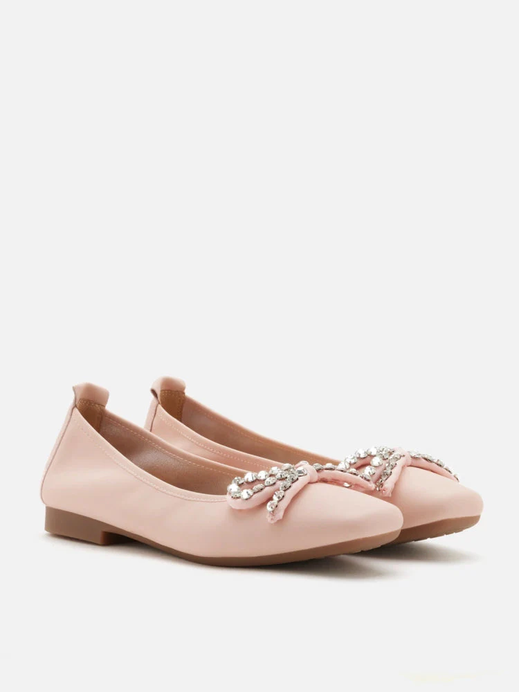 Daphne Diamante Embellished Bow Flats - Image 3