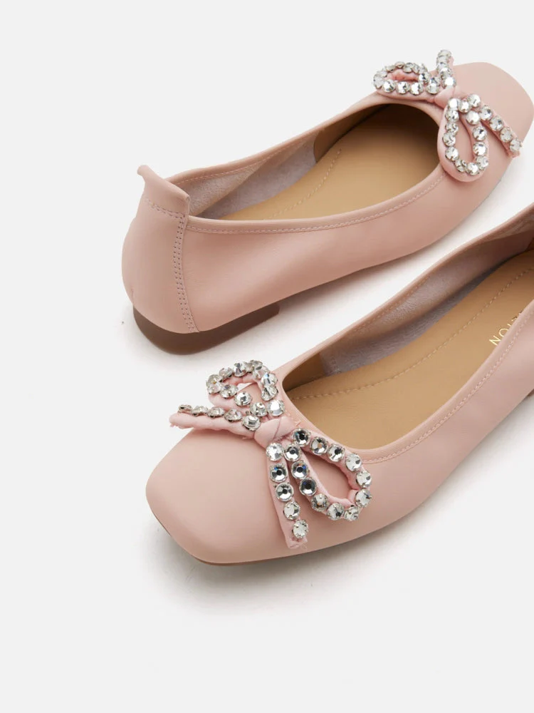 Daphne Diamante Embellished Bow Flats - Image 4