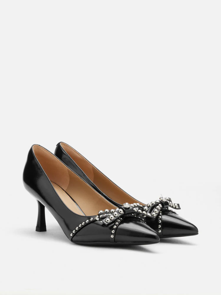 Knox Studded Bow Pointed Toe Heels - Image 3