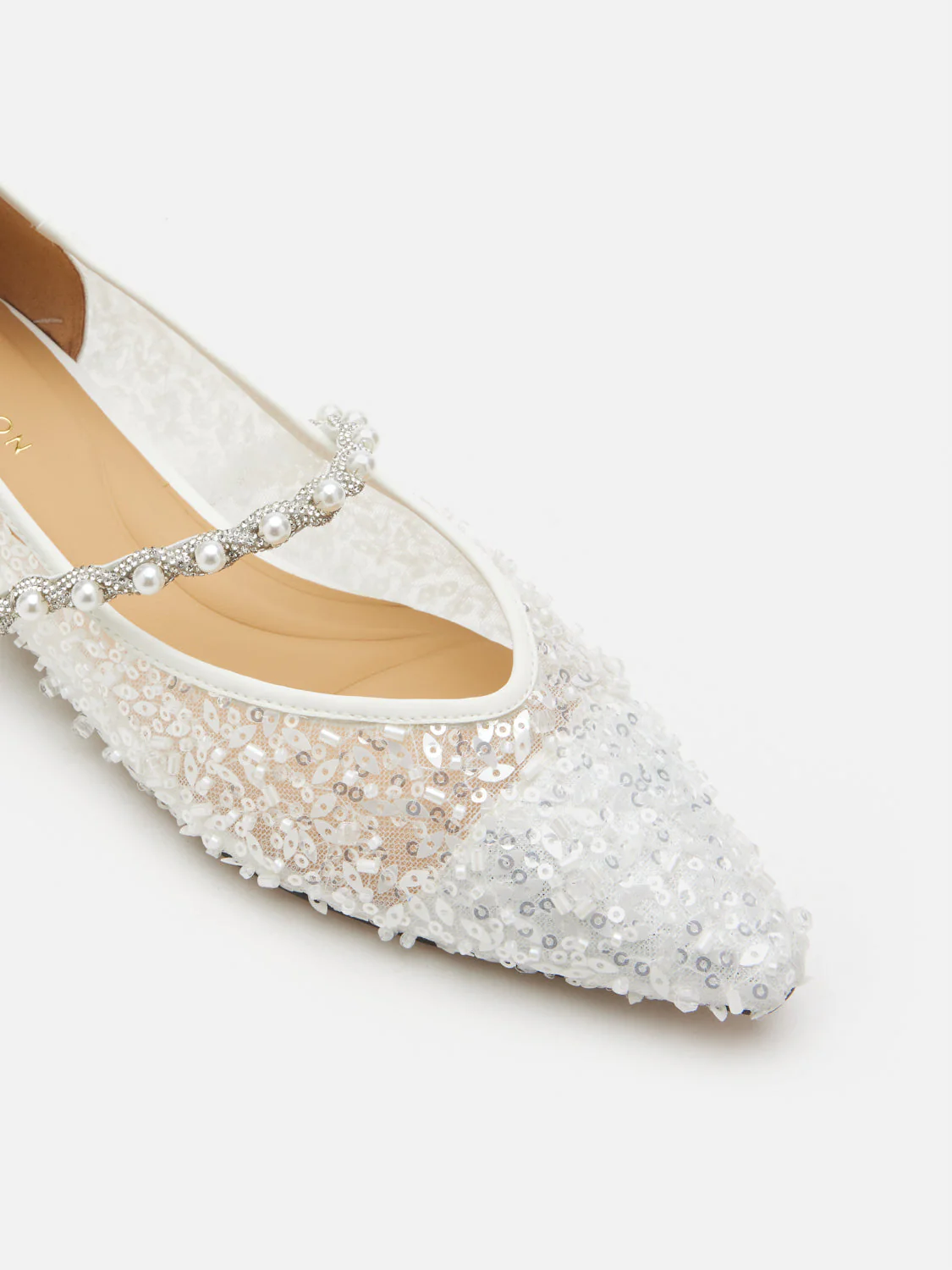 Jemima Embellished Mesh Pointed Toe Flats - Image 10
