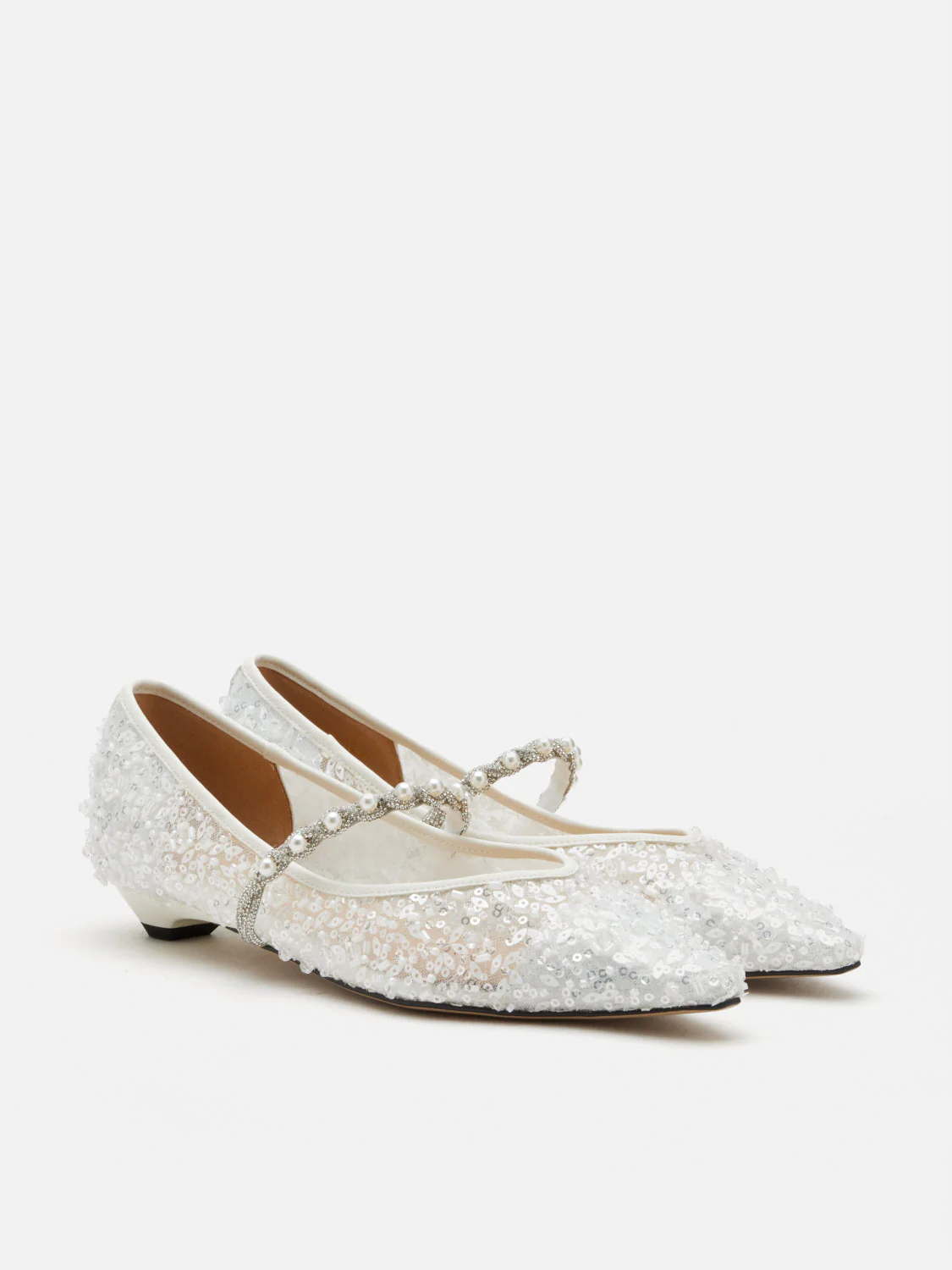 Jemima Embellished Mesh Pointed Toe Flats - Image 11