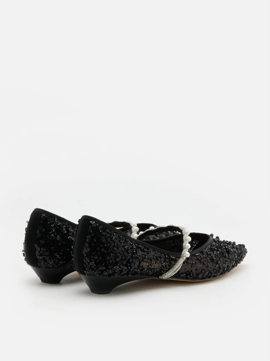 Jemima Embellished Mesh Pointed Toe Flats - Image 7