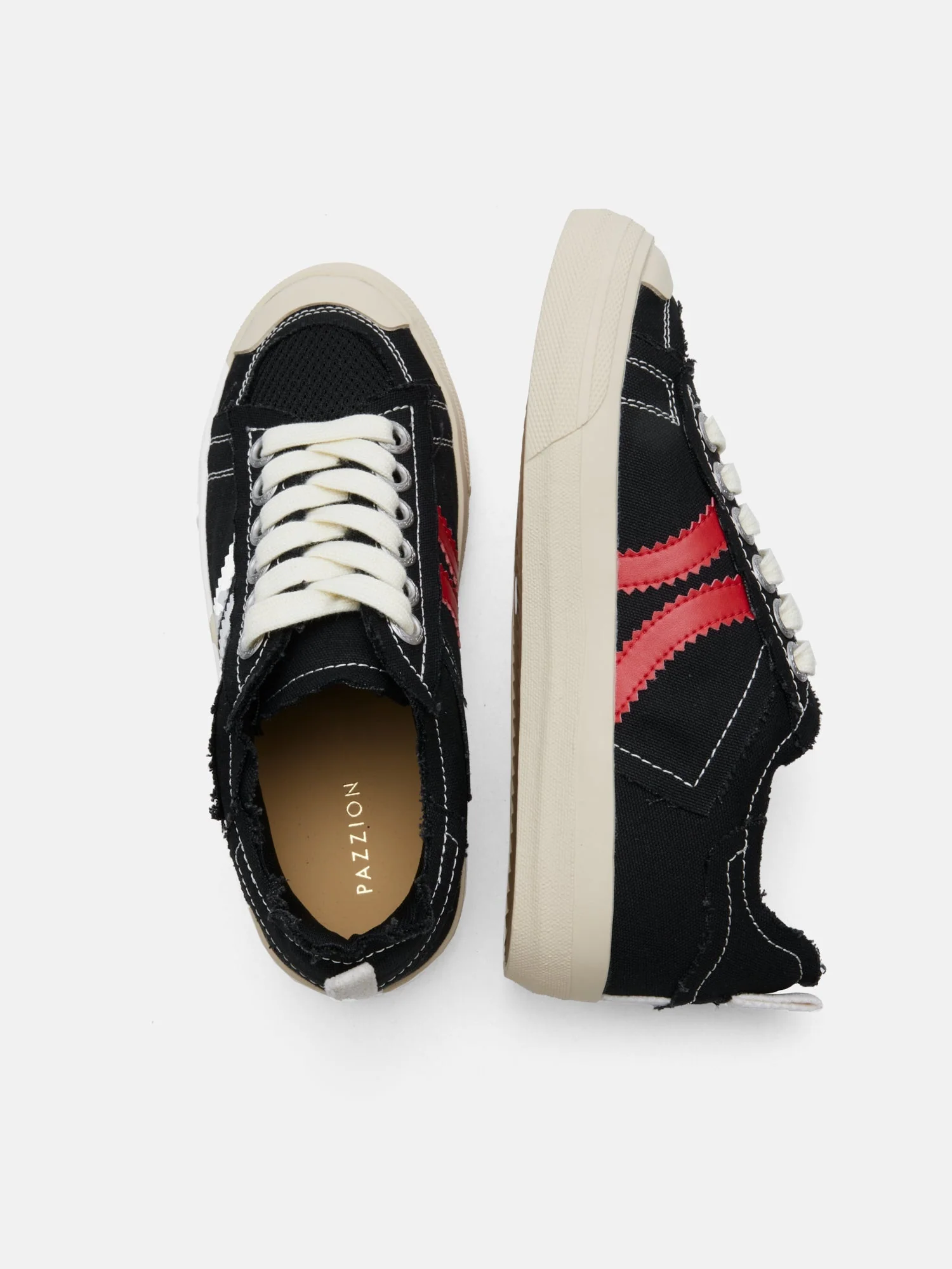 Claudi Asymmetric Stripe Frayed Sneakers - Image 11