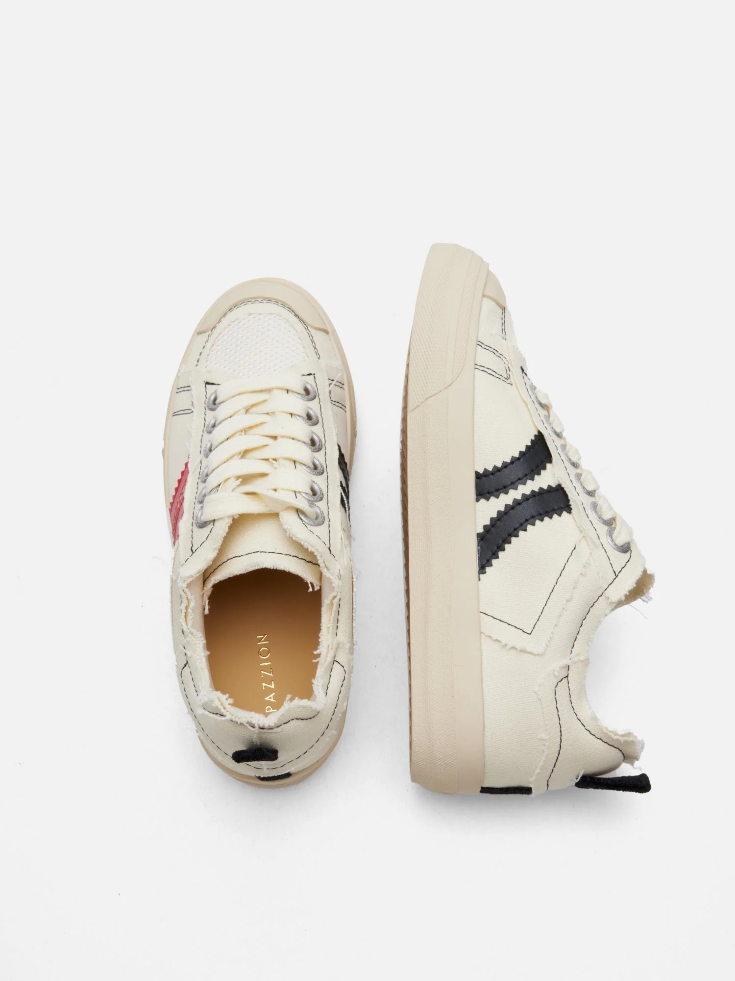 Claudi Asymmetric Stripe Frayed Sneakers - Image 4