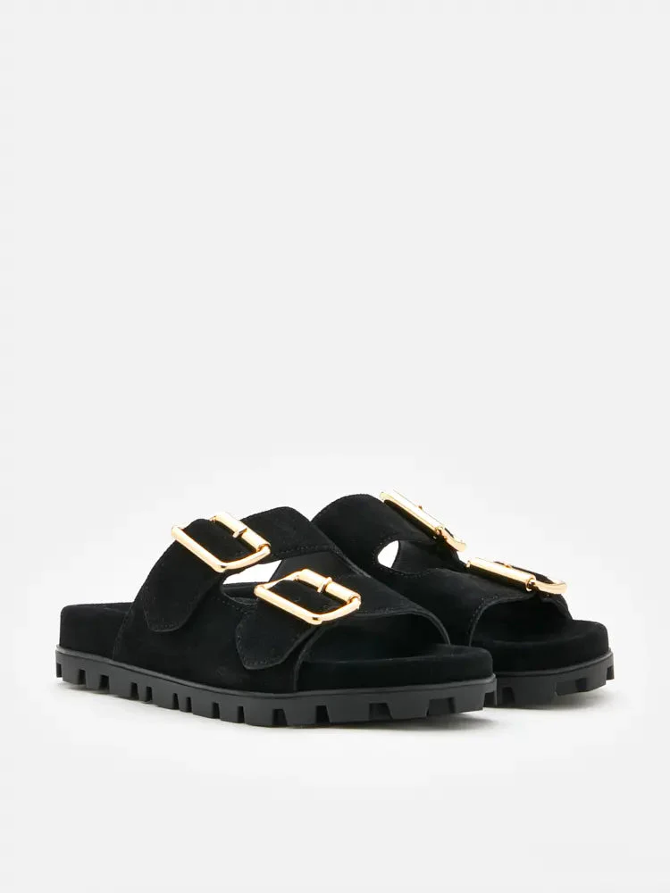 Alaia Buckled Suede Slides - Image 11