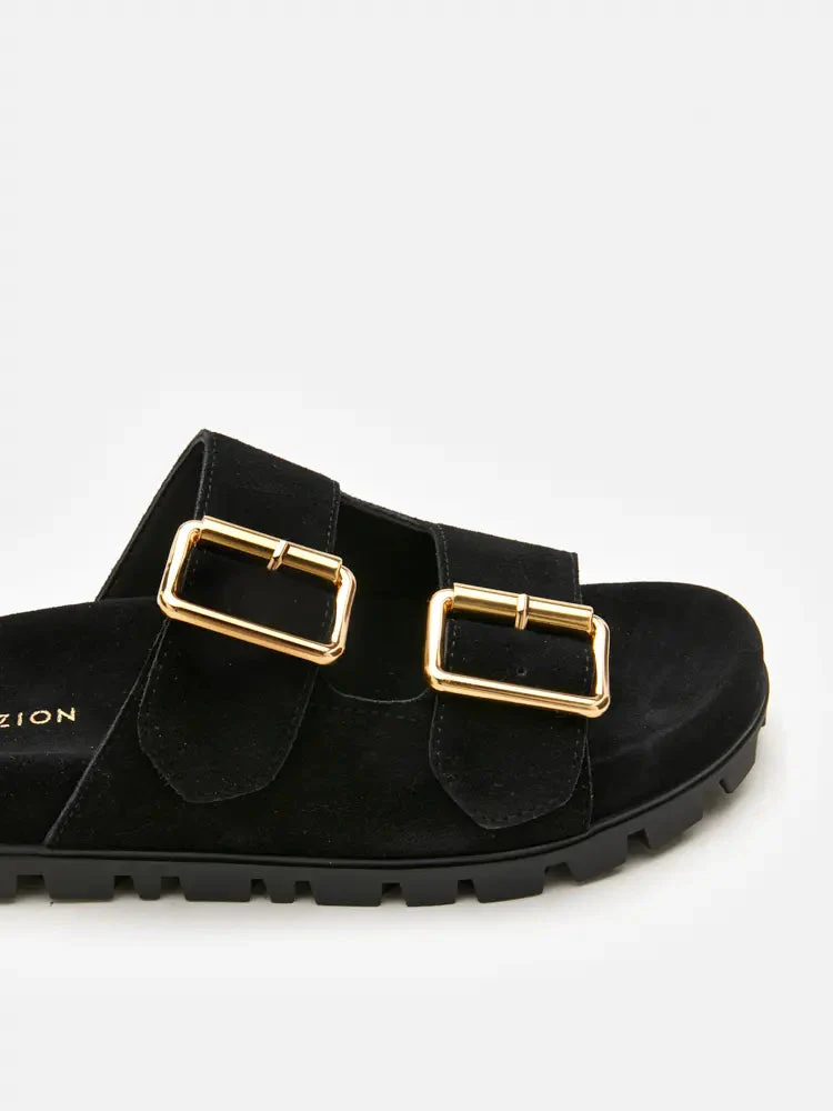 Alaia Buckled Suede Slides - Image 12