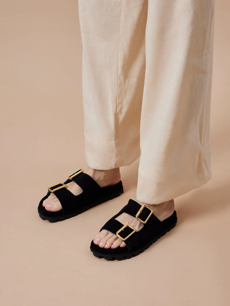 Alaia Buckled Suede Slides - Image 13