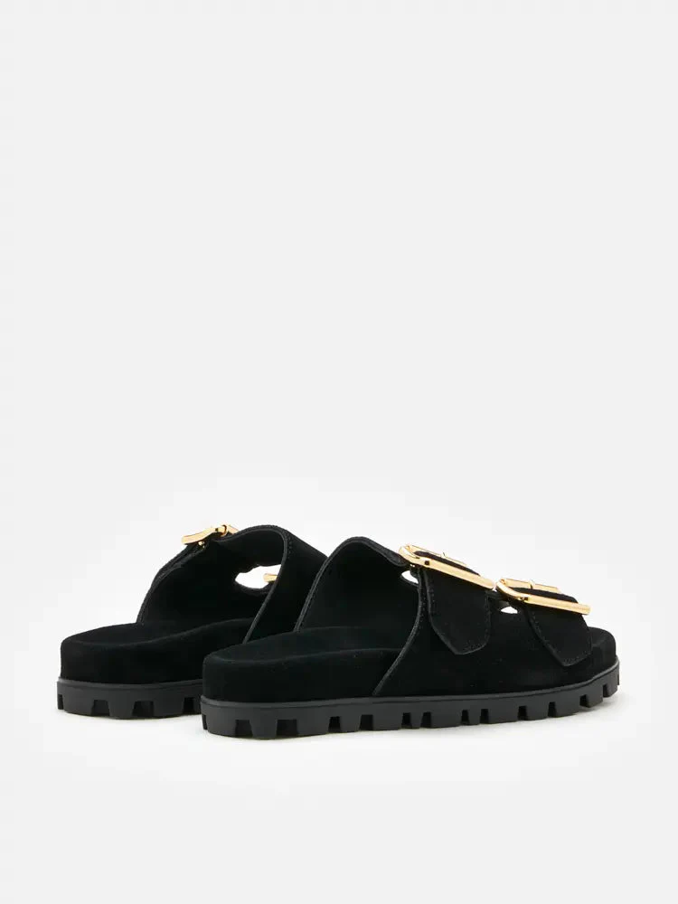 Alaia Buckled Suede Slides - Image 16