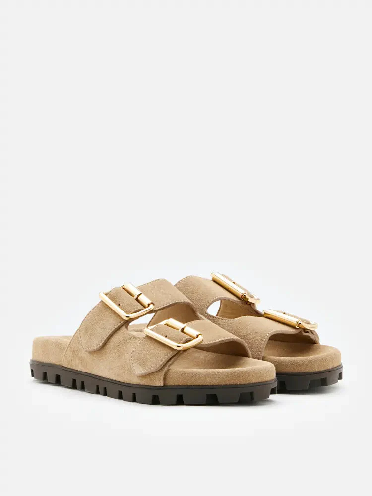 Alaia Buckled Suede Slides - Image 3