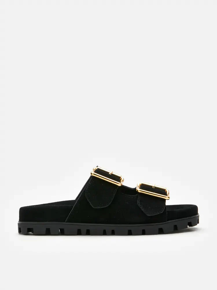 Alaia Buckled Suede Slides - Image 9