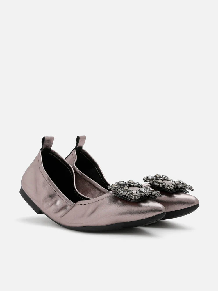 Helene Crystal Buckle Foldable Flats - Image 3