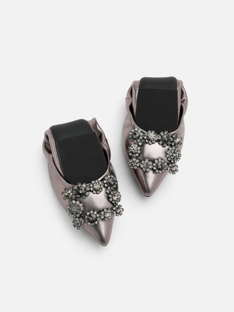 Helene Crystal Buckle Foldable Flats - Image 4