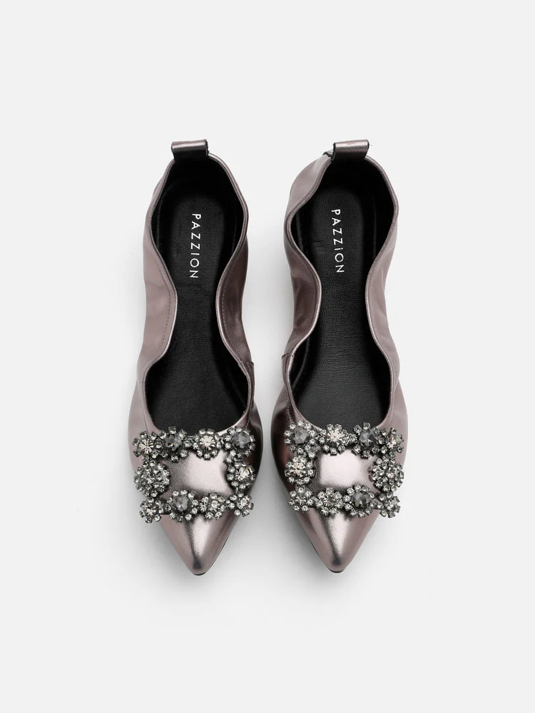 Helene Crystal Buckle Foldable Flats - Image 6