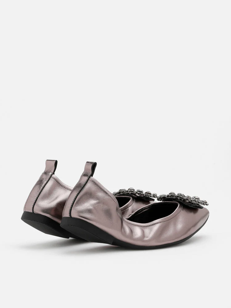 Helene Crystal Buckle Foldable Flats - Image 7