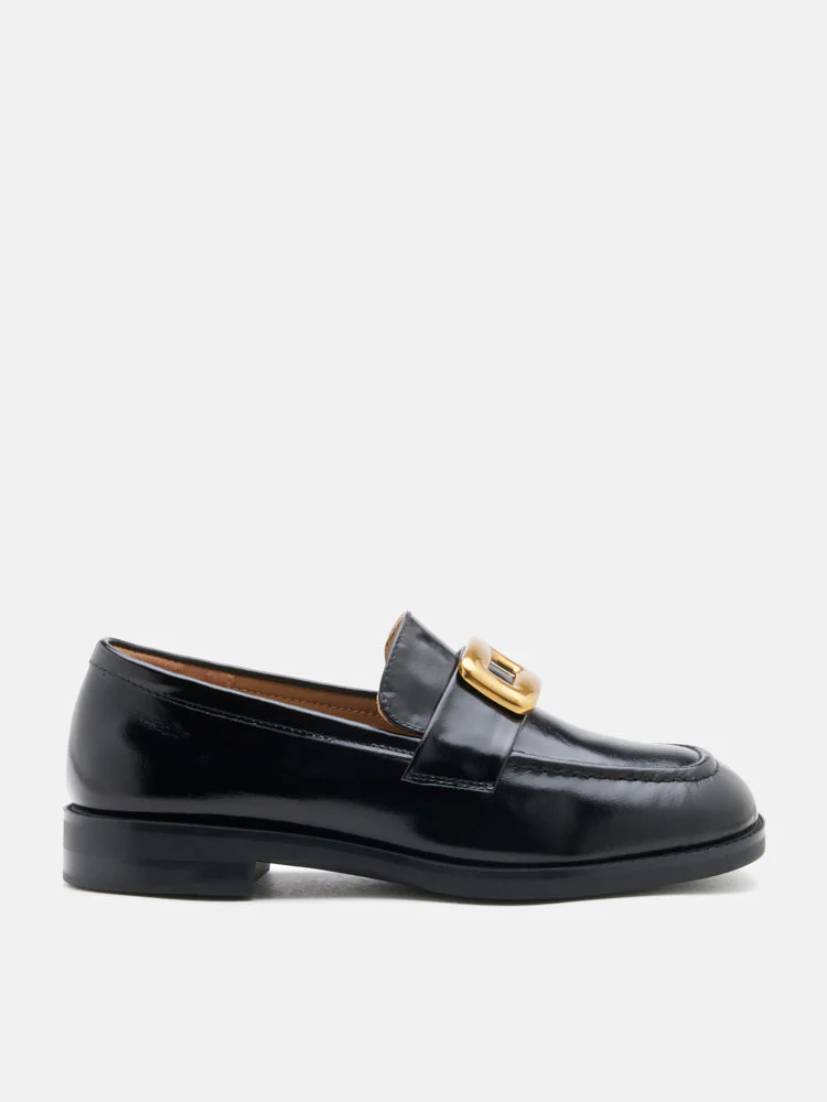 Nadine Gold Buckle Square Toe Loafers - Image 9