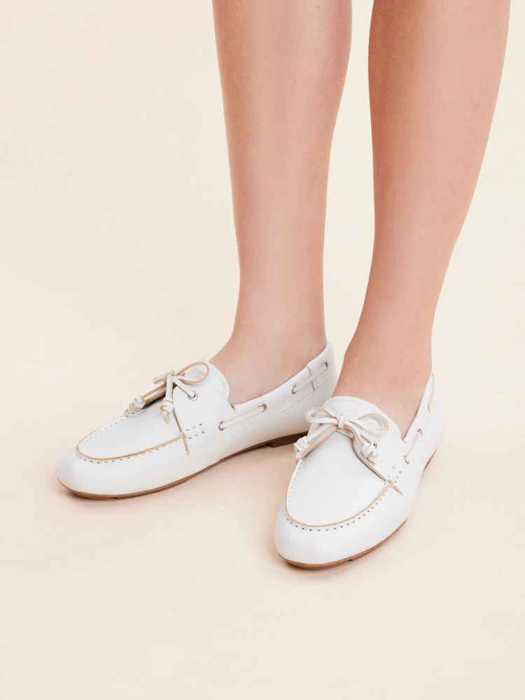 Gabrielle Bow Leather Boat Loafers - Image 10