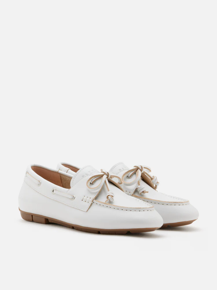 Gabrielle Bow Leather Boat Loafers - Image 11
