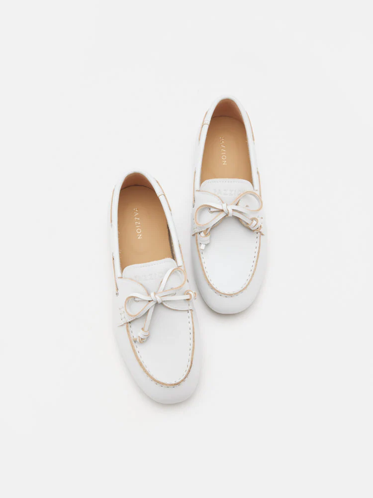 Gabrielle Bow Leather Boat Loafers - Image 12