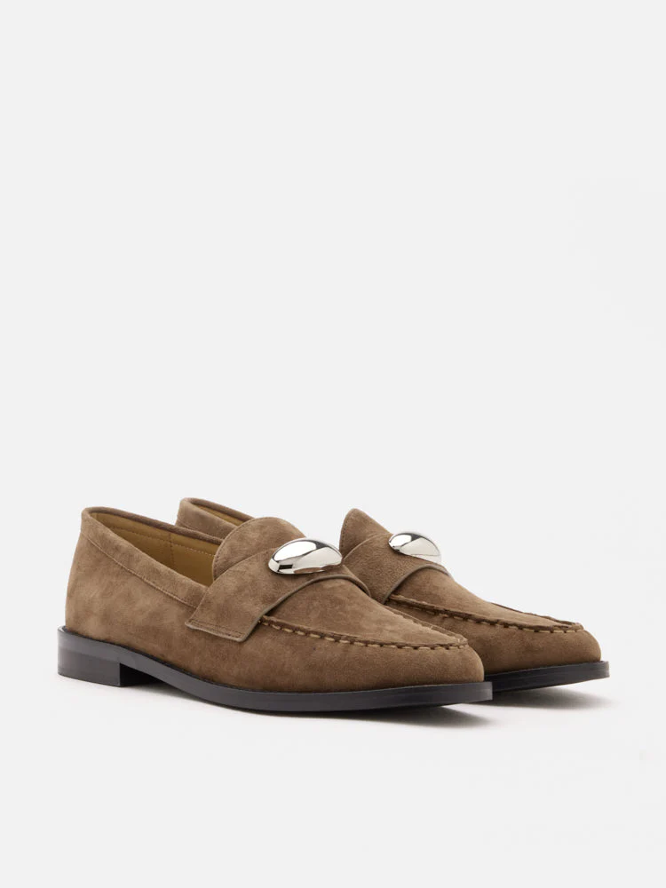 Lilibet Suede Metal-Buckle Loafers - Image 3