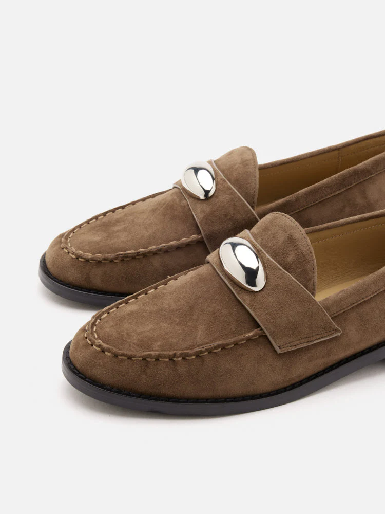 Lilibet Suede Metal-Buckle Loafers - Image 4