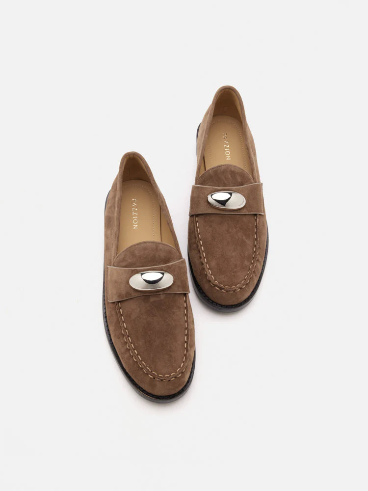 Lilibet Suede Metal-Buckle Loafers - Image 5