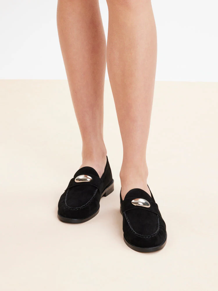 Lilibet Suede Metal-Buckle Loafers - Image 9