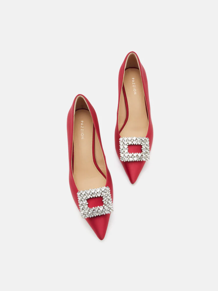 Cara Crystal Embellished Silk Heels - Image 6